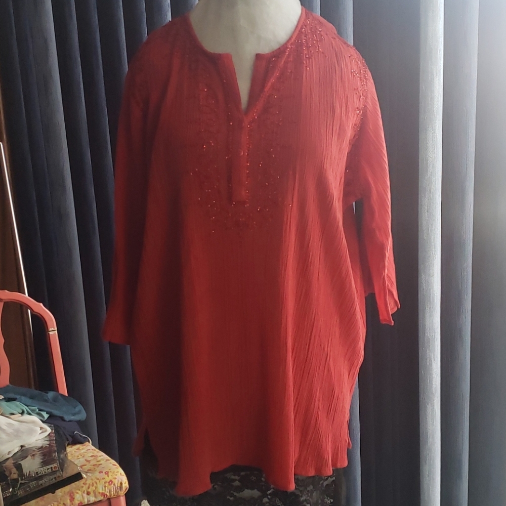 Denim 24/7 burnt red colored top